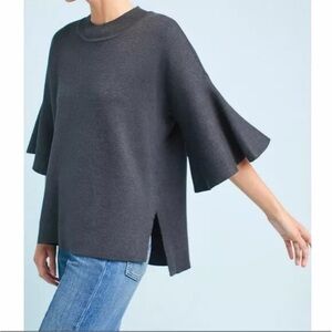 Sunday in Brooklyn Anthropologie Lorena Gray Flutter Bell Sleeve Knit Top Sz S